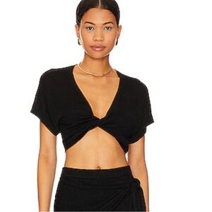 L*Space Riley Twist Front Crop Top Black NWT